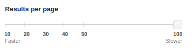 Google Search preferences. Results per page.